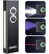 Zewdov 1300LM EDC Pocket Flashlight, 5-in-1 (Spotlight/UV/Red Beam/Floodlight/Red LED) Rechargeab...