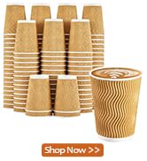 Clawsoff 120 Pack 12 oz Coffee Cups, Disposable Corrugated Insulated Ripple Wall Paper Coffee Cup...