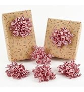 HUIHUANG Red Plaid Bows for Gift Wrapping Self Adhesive Gift Bows Burst Red Curly Ribbon Bows for...