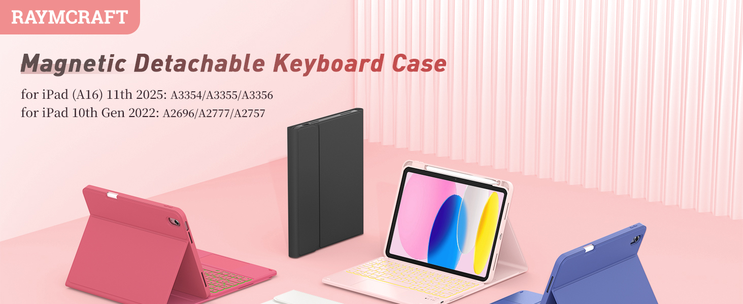 for iPad 11th (A16, 2025)/10th Generation Case with Keyboard