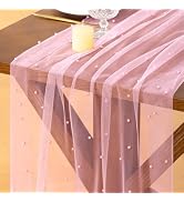 Socomi Pearl Gauze Table Runner Spring Easter Sheer 10FT Tulle Dining Wedding Birthday Party Baby...