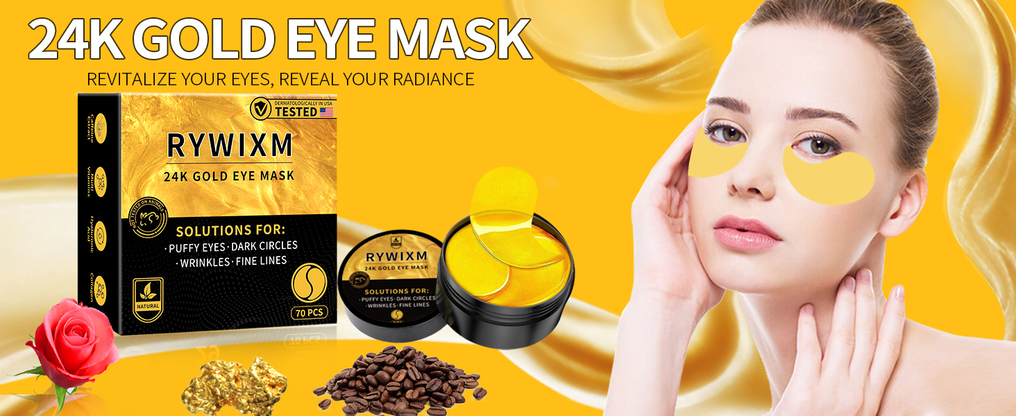 24K Gold Eye Masks for Dark Circles and Puffiness Under Eye Patches for Puffy Eyes Treatment
