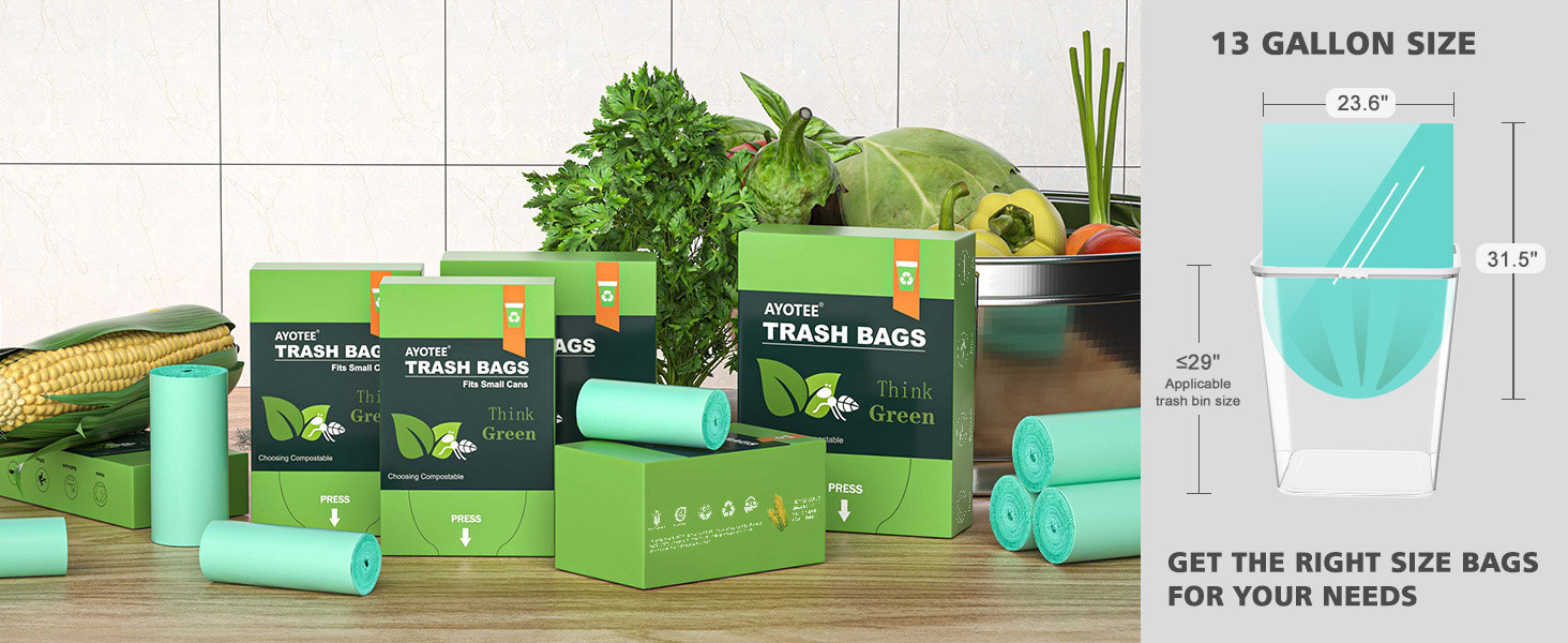 the size of trash bags 13+ gallon