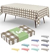 misaya 3 Packs Buffalo Disposable Table Cloth, 54 x 108 Inch Waterproof Plastic Tablecloth, Recta...