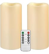 Large Outdoor Waterproof Flameless Candles with Remote Control,D3 x H5.5 Battery Operated Flicker...