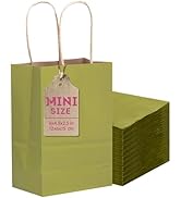 qiqee 24 Pcs Forest Green Mini Paper Gift Bags with Handles 6