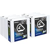 Comix Durable 3 Ring Binder, 4 inch D Ring Binders, Hold 835 Sheets of US Letter Size Paper, 6 Pa...