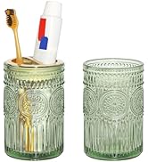 Tonxus Toothbrush Holders for Bathrooms, 2pcs Floral Glass Toothbrush Holder, 12oz Bathroom Tumbl...