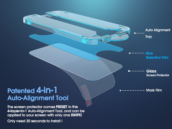 amFilm OneTouch iPhone 15 6.1" Screen Protector Tempered Glass