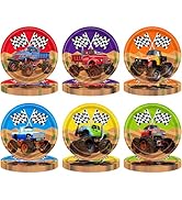 Funhax 48PCS Monster Truck Party Supplies Decorations Monster Truck Plates Kids Birthday Paper Pl...