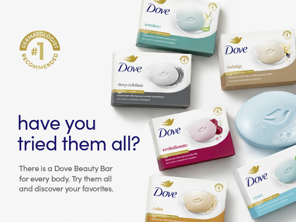 Dove Beauty Bars range displayed alongside messaging encouraging users to try all variants
