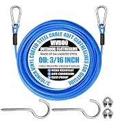 VIVBOO 40ft Clothes Line Outdoors 3/16" Wire Ropes Blue PVC Coating Laundry Drying Clothesline wi...