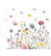 50 Pcs Wildflower Paper Napkins 6.5 x 6.5 Inches, Floral Disposable Luncheon Dinner Party Napkins...
