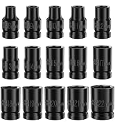 Lytool 1/2-Inch Drive Impact Socket Set (Shallow(8-22mm,15 Pieces))