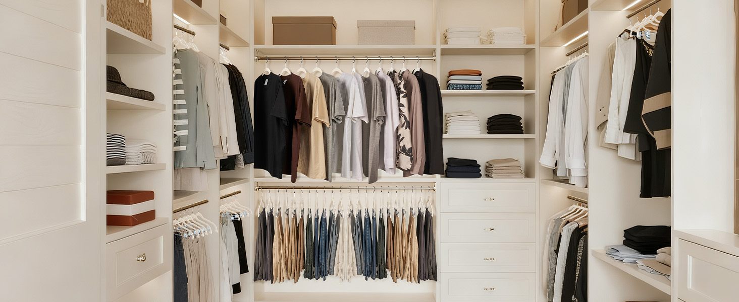 White Velvet Hangers for Walk-in Closet