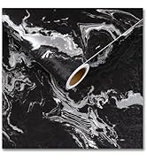 CRE8TIVE Black Silver Marble Contact Paper for Countertops Cabinets 12"x80" Liquid Marble Wallpap...