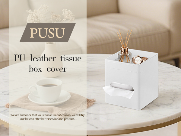 Square Leather Tissue Box Cover