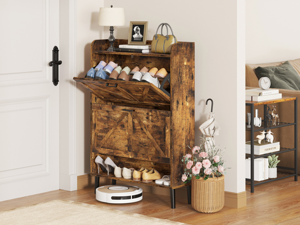 Sturdy Shoe Cabine with Solid Wood Legs