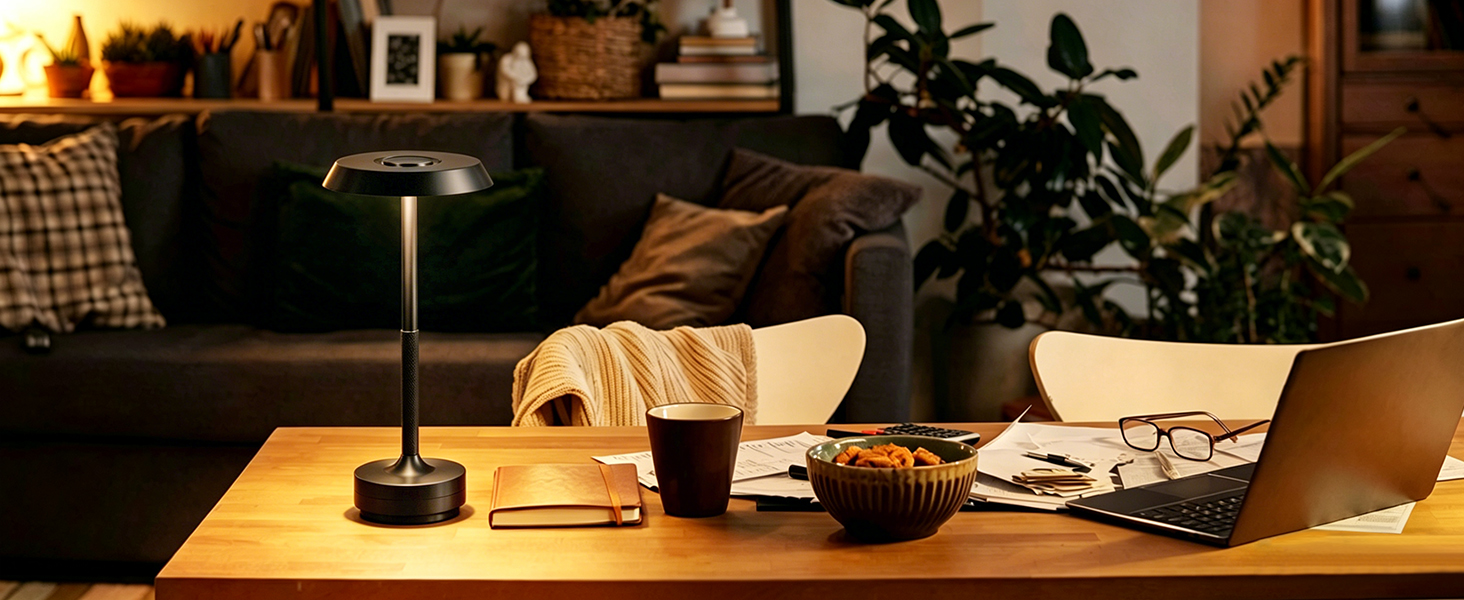 GKKBO Wireless Table Lamp Rechargeable 5000mAh Battery Powered