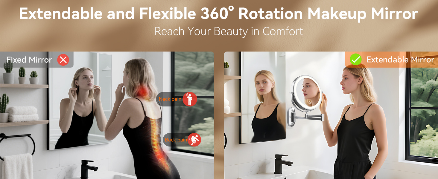 360° rotatable extendable arm for flexible viewing angles