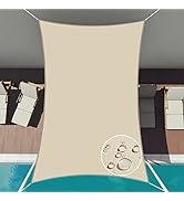 Patio Paradise 10' x 15' Ft 260 GSM Waterproof Sun Shade Sail-Beige Rectangle UV Block Durable Aw...