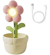 Flower Humidifier with Night Light,300ML USB Rechargeable Quiet Cool Mist Humidifier for Bedroom ...