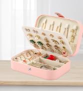 Travel Jewelry Box, PU Leather Small Jewelry Organizer for Women Girls, Double Layer Portable Min...