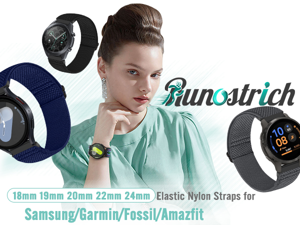 18mm 19mm 20mm 22 24mm Elastic Nylon Bands for Samsung/Garmin/Fossil/Amazfit