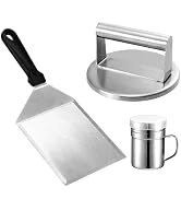 GWHOLE Barbecue Tool Set Spatula Turner Burger Patty Press Spice Pot Griddle Accessories Stainles...