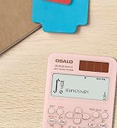 a pink calculator sitting on a wooden table.