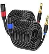 Jozzai 2 Pack XLR to 1/4 Inch (6.35mm) TRS Mono Jack Microphone Cable, 100FT, Balanced 3 Pin XLR ...