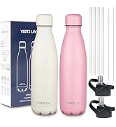 Insulated Water Bottle,2 Pack-17oz Stainless Steel Water Bottles with straw lid,Metal Sports Ther...