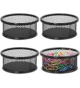 Krijues 4Pcs Paper Clip Holder for Desk with About 200pcs Small Paper Clips,Mesh Metal Paperclip ...