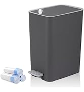 rejomiik Small Bathroom Trash Can with Lid, 2.1 Gallon Step Garbage Can with Handle, Slim Mini Wa...