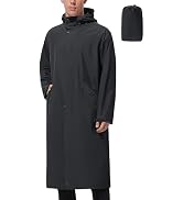 UIQUR Men's Long Rain Jacket Windbreaker Waterproof Lightweight Packable Running Hiking Cycling G...