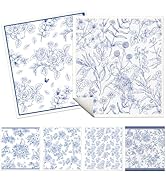 Reusable Swedish Dishcloths Set for Kitchen - 6 Pcs Blue and White Floral Swedish Dish Cloths Kit...