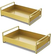 ZOOFOX Set of 2 Decorative Gold Serving Tray, Vintage Coffee Table Tray with Handles, 13"/10" L M...