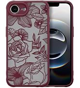 XIZYO for iPhone 17e/iPhone 16e Case Cute Floral, Wine Red | Girly Women Flower Rose Aesthetic Bu...