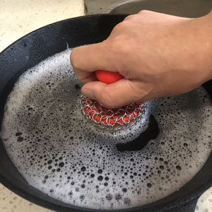 red scrubber