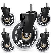 UML Brand Office Chair Wheels Replacement - 3'' Clear Computer Chair Wheels - Desk Chair Wheels -...