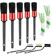 HMPLL 10pcs Auto Car Detailing Brush Set Car Interior Cleaning Kit Includes 5 Boar Hair Detail Br...