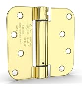 goldenwarm 2pack Polished Brass Door Hinges 4 Inch Self Closing Spring Door Hinge with 5/8" Radiu...
