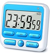 KTKUDY Digital Kitchen Timer with Mute/Loud Alarm Switch ON/Off Switch, 24 Hour Clock & Alarm, Me...