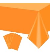 mwellewm 6Pcs Plastic Table Cloth Disposable, Orange Tablecloth Rectangle Bulk Solid Table Cover ...