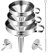 ANAEAT 3 Pack Stainless Steel Kitchen Funnel Set, Multi-Use Premium Metal Food Grade Cooking Funn...