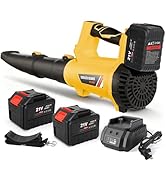Electric Leaf Blower Cordless, Battery Powered Leaf Blower with 2 x 6.0Ah Batteries and Charger, ...