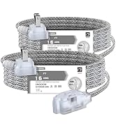 AWELTEC 2 Pack Extension Cord 6 Ft,3 Outlet Braided Cable,16 Gauge Wire SPT-2, Multiple Outlets T...