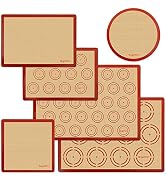Silicone Baking Mat Set of 6, Easy Clean & Non-Stick Food Grade Reusable Baking Mat, Silicon Baki...