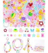 350PCS FIVEIZERO Cute Acrylic Beads for Bracelet Making – 7 Colors Kawaii Aesthetic Kandi Beads B...