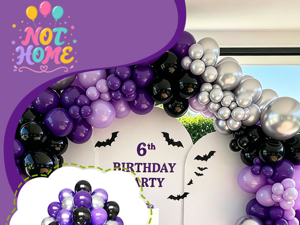 Black Purple silver balloons